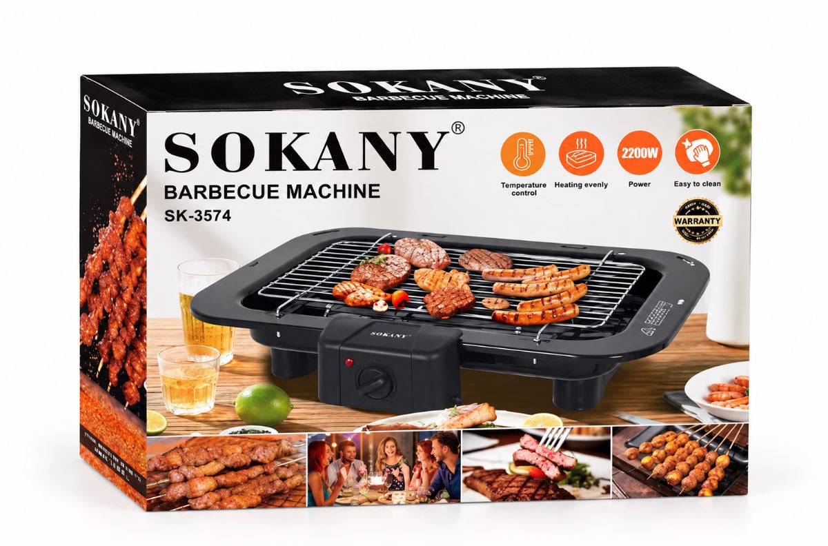 Parrilla Eléctrica de Mesa SOKANY SK-3574 2200W con Control de Temperatura — Asador sin Carbón ni Gas
