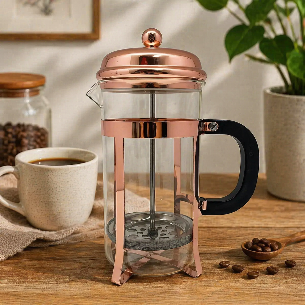 Prensa Francesa Oro Rosa | Cafetera de Émbolo Premium en Acabado Elegante