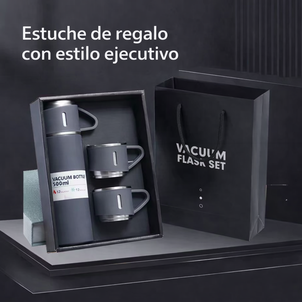 Set de Termo 500 ml con 3 Pocillos – Incluye Bolsa