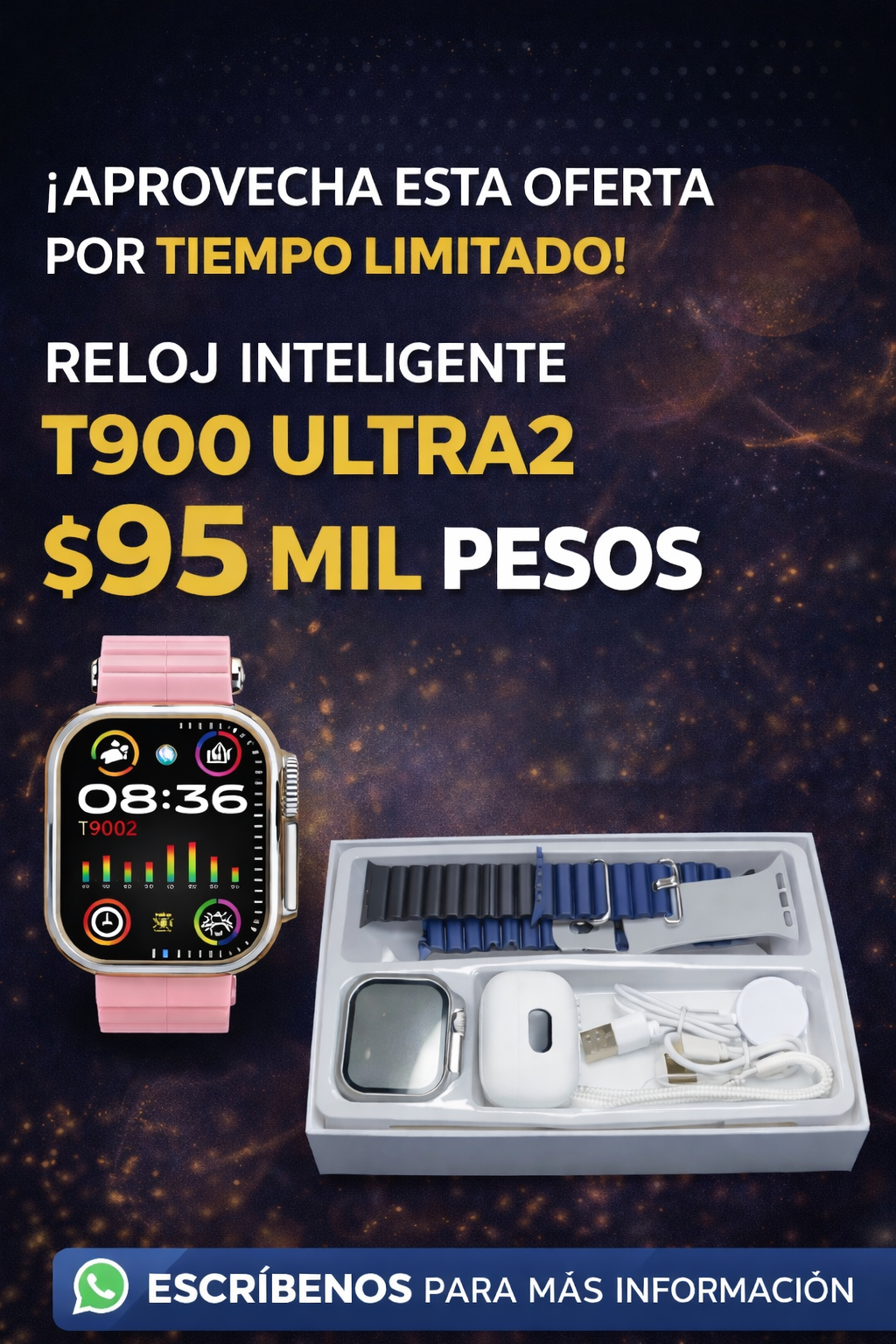 Combo Smartwatch T900 Ultra 2 + Audífonos Pro 9 Inalámbricos | Reloj Inteligente con Llamadas Bluetooth + Auriculares TWS | Envío Gratis Colombia