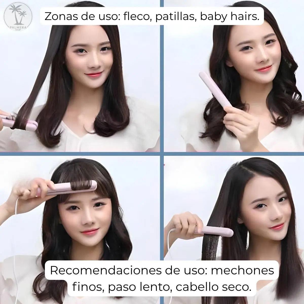 Mini Plancha Alisadora Viajera Para Cabello Placas De Cerámica 210 °C Liso Y Rizos Definidos