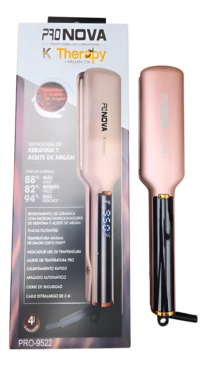 Plancha Digital Para Cabello Pro Nova Keratina Y Aceite De Argán Placas Anchas 50 mm 230 °C