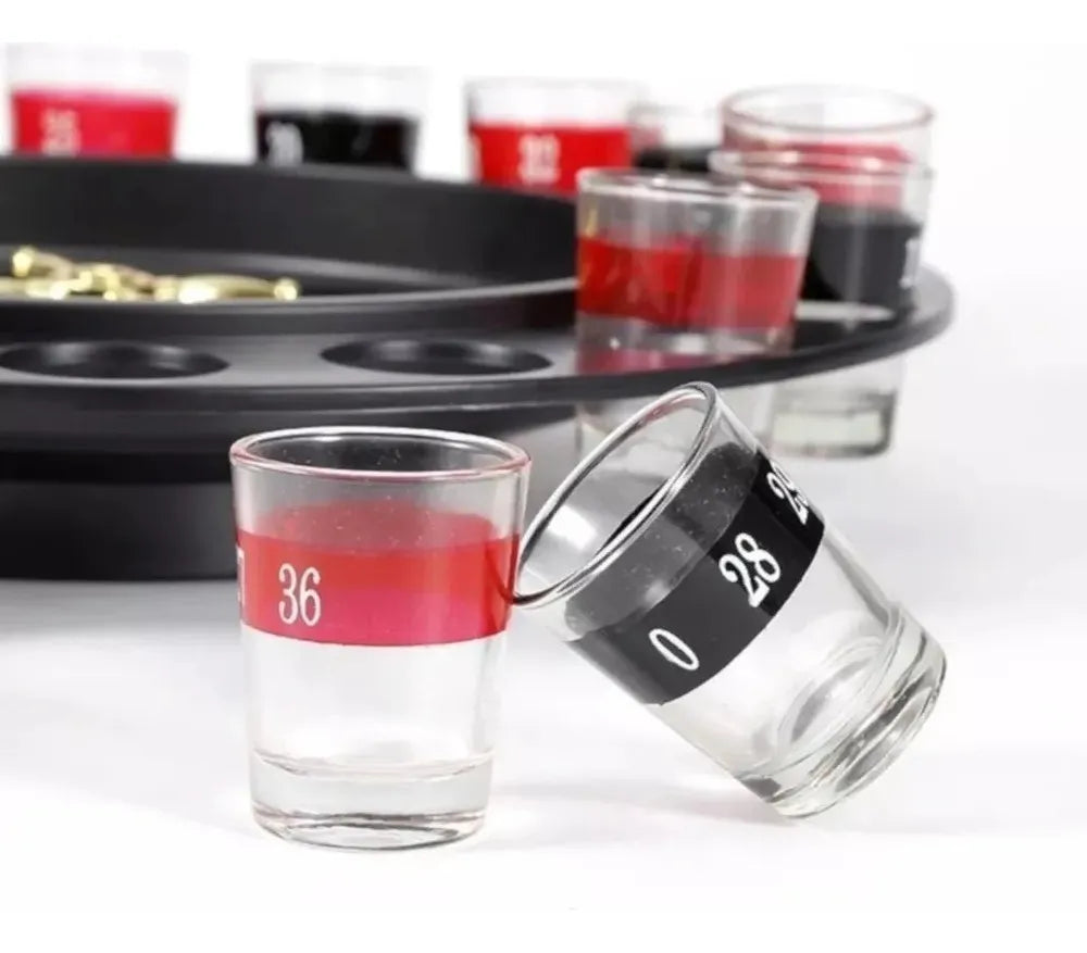Ruleta de Shots para Bebidas con Vasos – Juego de Fiesta Tipo Casino