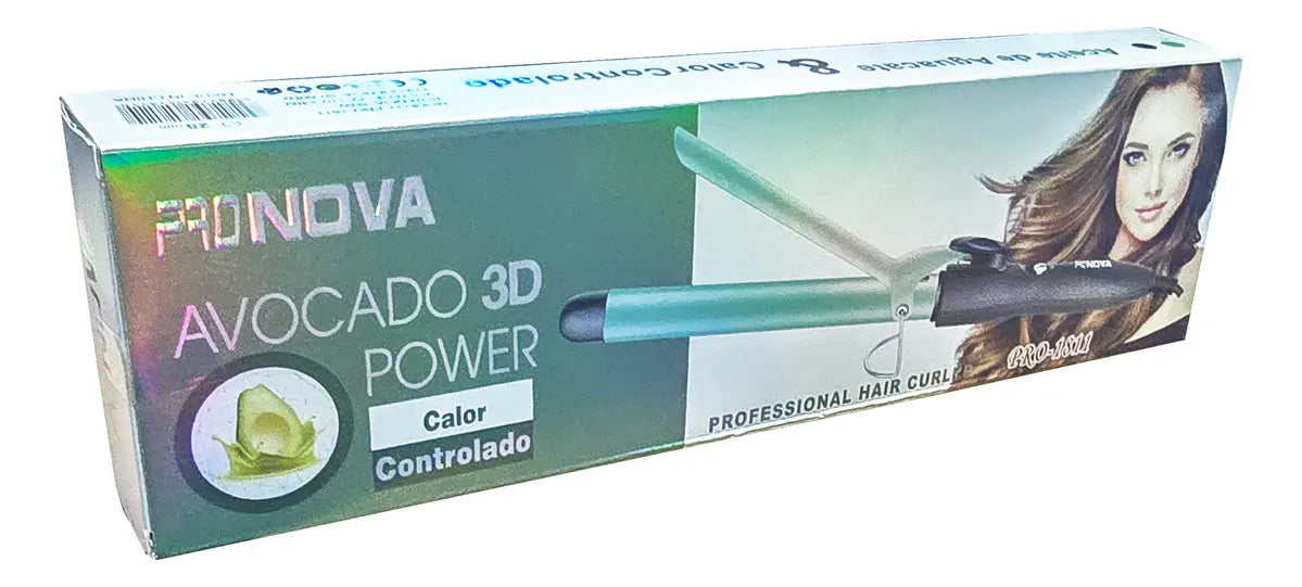 Rizadora Pro Nova 1811 Aguacate Cerámica Cable Giratorio 360° Punta Fría Rizos Definidos