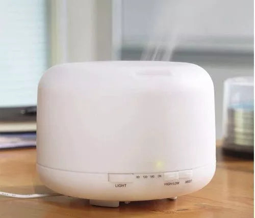 Difusor de Aroma y Humidificador Masmelo 300 ml - Lámpara LED Decorativa - Silencioso - Blanco/Rosado