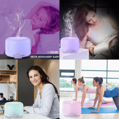 Difusor de Aroma y Humidificador Masmelo 300 ml - Lámpara LED Decorativa - Silencioso - Blanco/Rosado