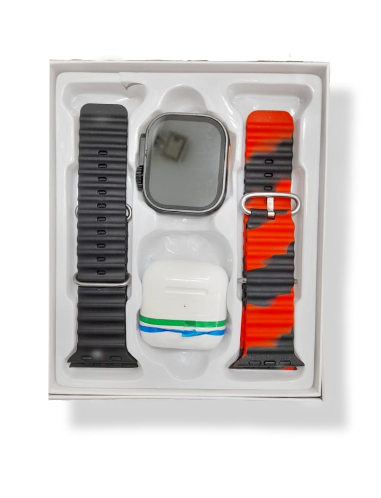 Combo Smart Watch 9 Ultra + AirPods Q9 + 2 correas