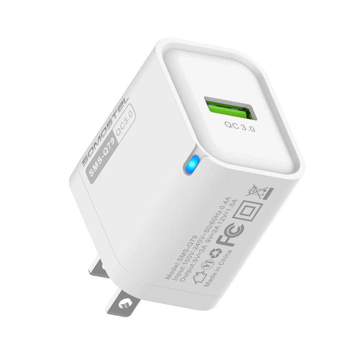 Cargador SOMOSTEL 18W Carga Rápida QC 3.0 USB con Cable USB a Tipo C – Ref SMS-Q79