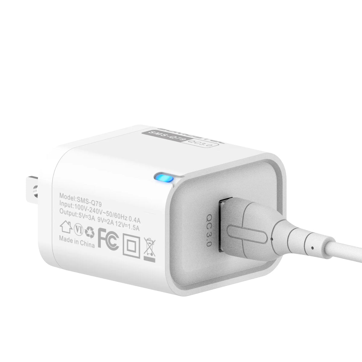 Cargador SOMOSTEL 18W Carga Rápida QC 3.0 USB con Cable USB a Tipo C – Ref SMS-Q79
