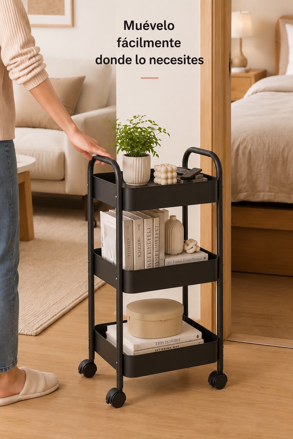 Carrito Organizador Multifuncional 3 Niveles con Ruedas — 45×30×78cm