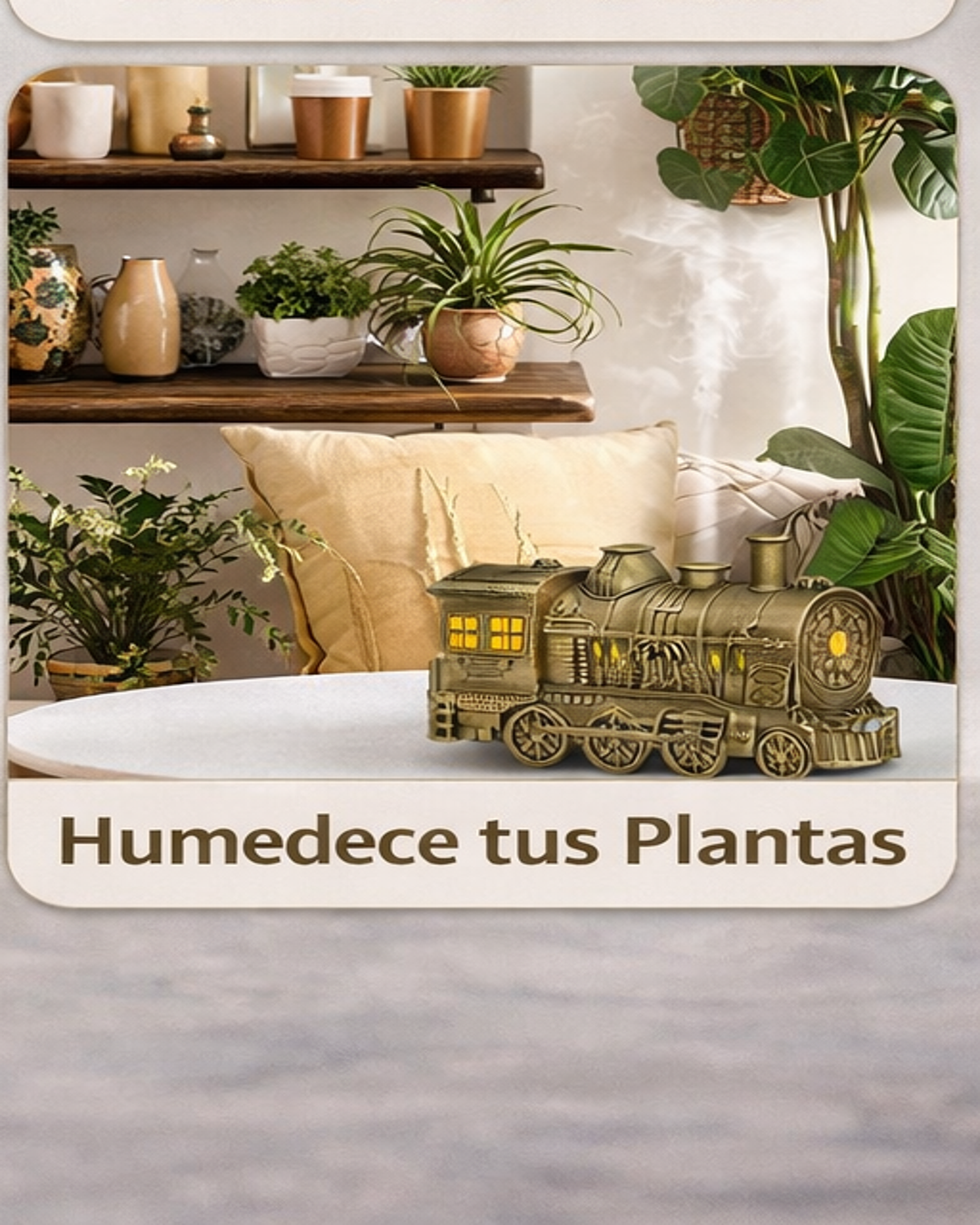 Difusor de Aromas Eléctrico Tipo Tren Dorado 300ml con Control Remoto y Luz LED