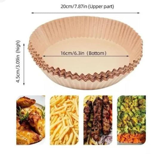 100 Hojas de Papel Encerado Antiadherente para Air Fryer | Molde Desechable para Freidora de Aire