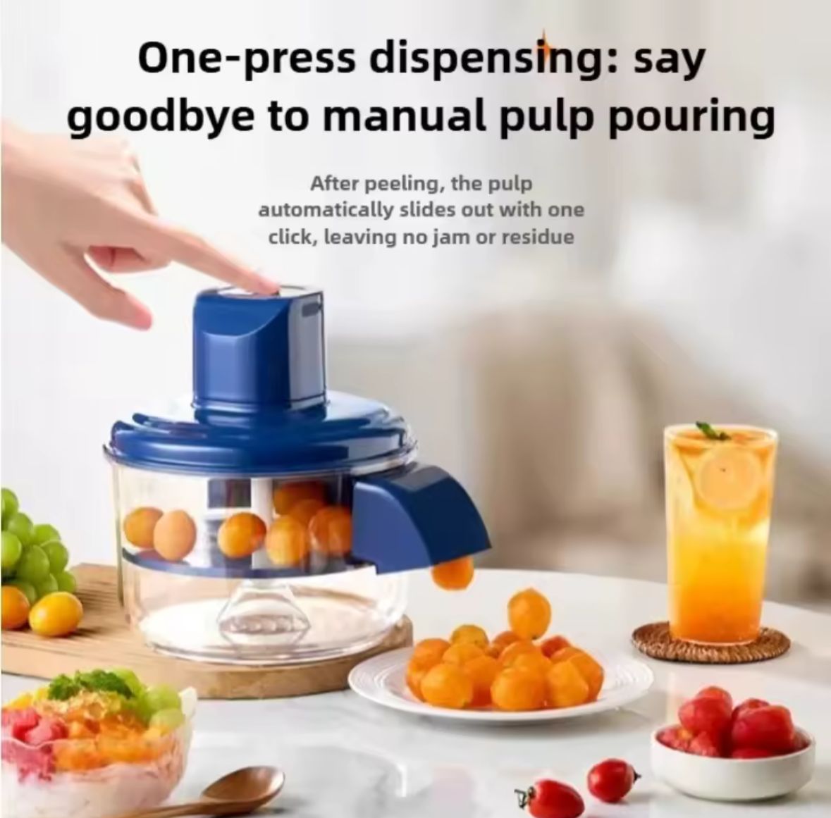 Peladora Eléctrica Automática de Frutas y Verduras — Dispensado con Un Clic