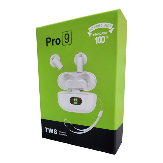Audífonos Pro 9 TWS con Pantalla LED – Sonido HD, Batería Extendida y Estuche Digital