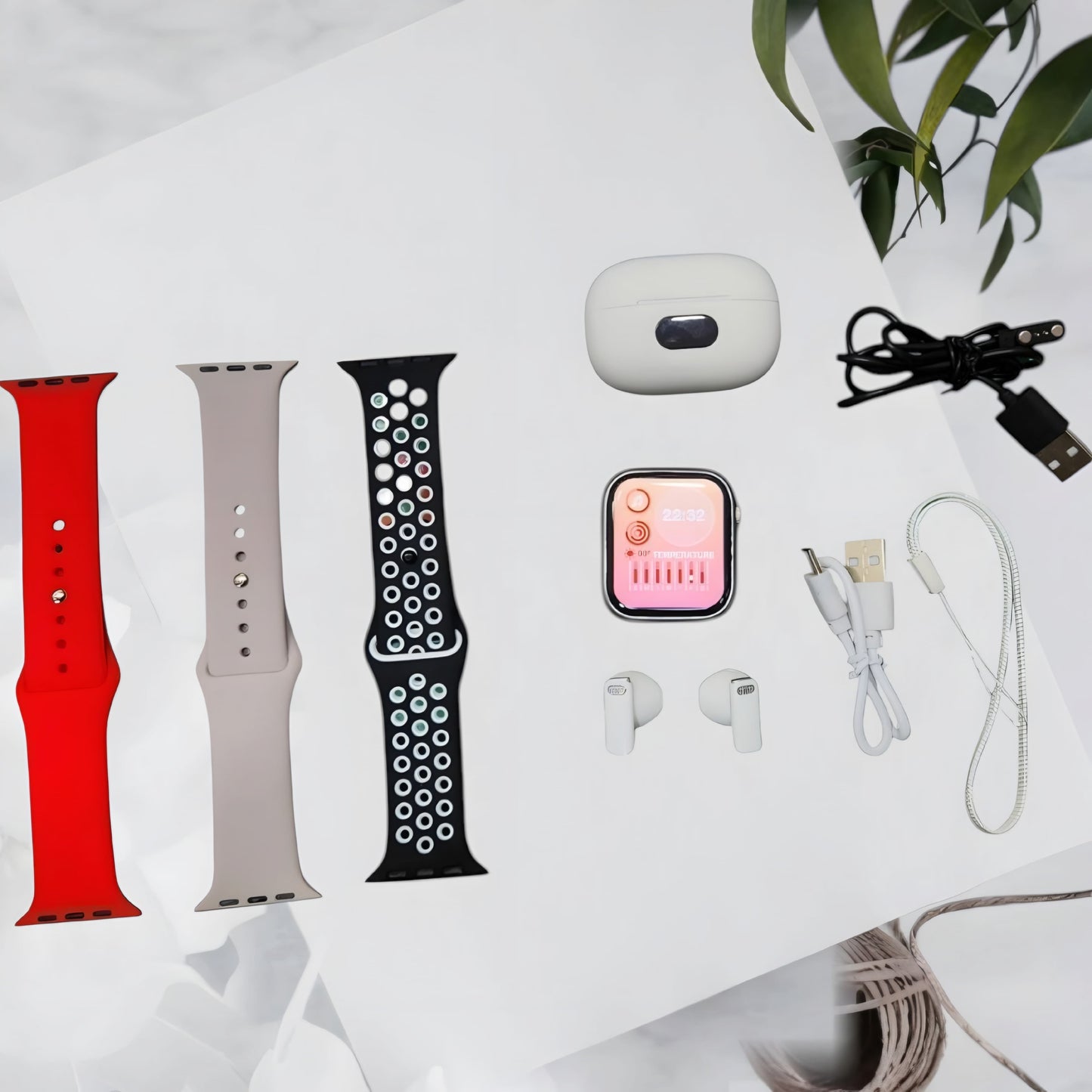 Combo Smartwatch Serie Ultra + Audífonos Pro 9 | 7 Piezas con Manillas y Cargadores