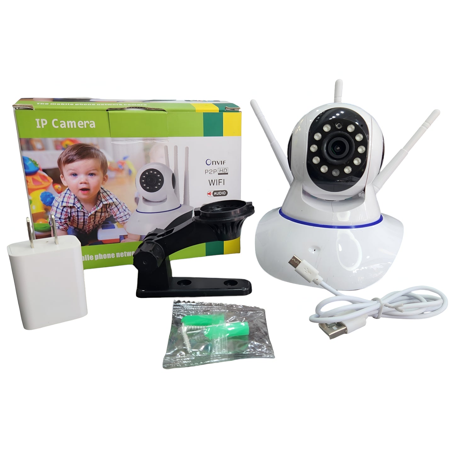 Cámara IP WiFi Interior 2MP con 3 Antenas, Visión Nocturna y Audio Bidireccional – Seguridad HD