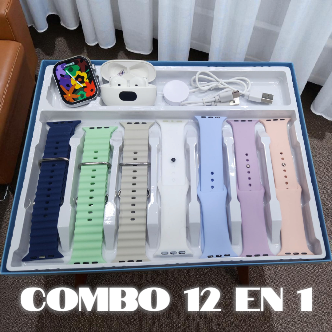 Combo 12 en 1 Reloj inteligente + accesorios