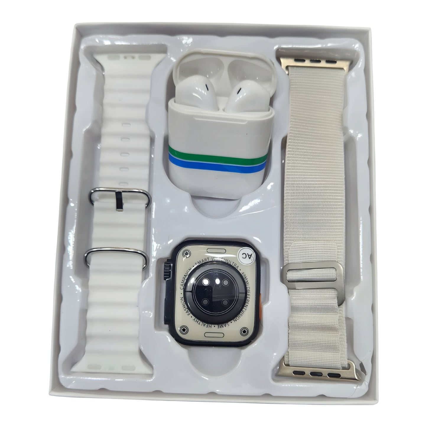 Combo Smart Watch 9 Ultra + AirPods Q9 + 2 correas