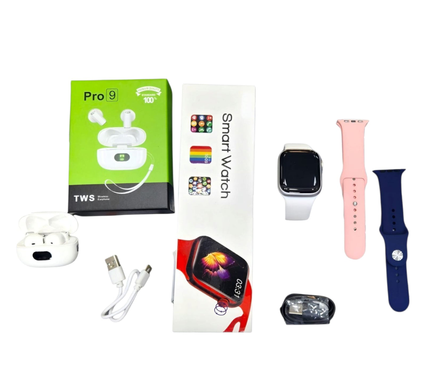 Combo Smartwatch Serie Ultra + Audífonos Pro 9 | 7 Piezas con Manillas y Cargadores