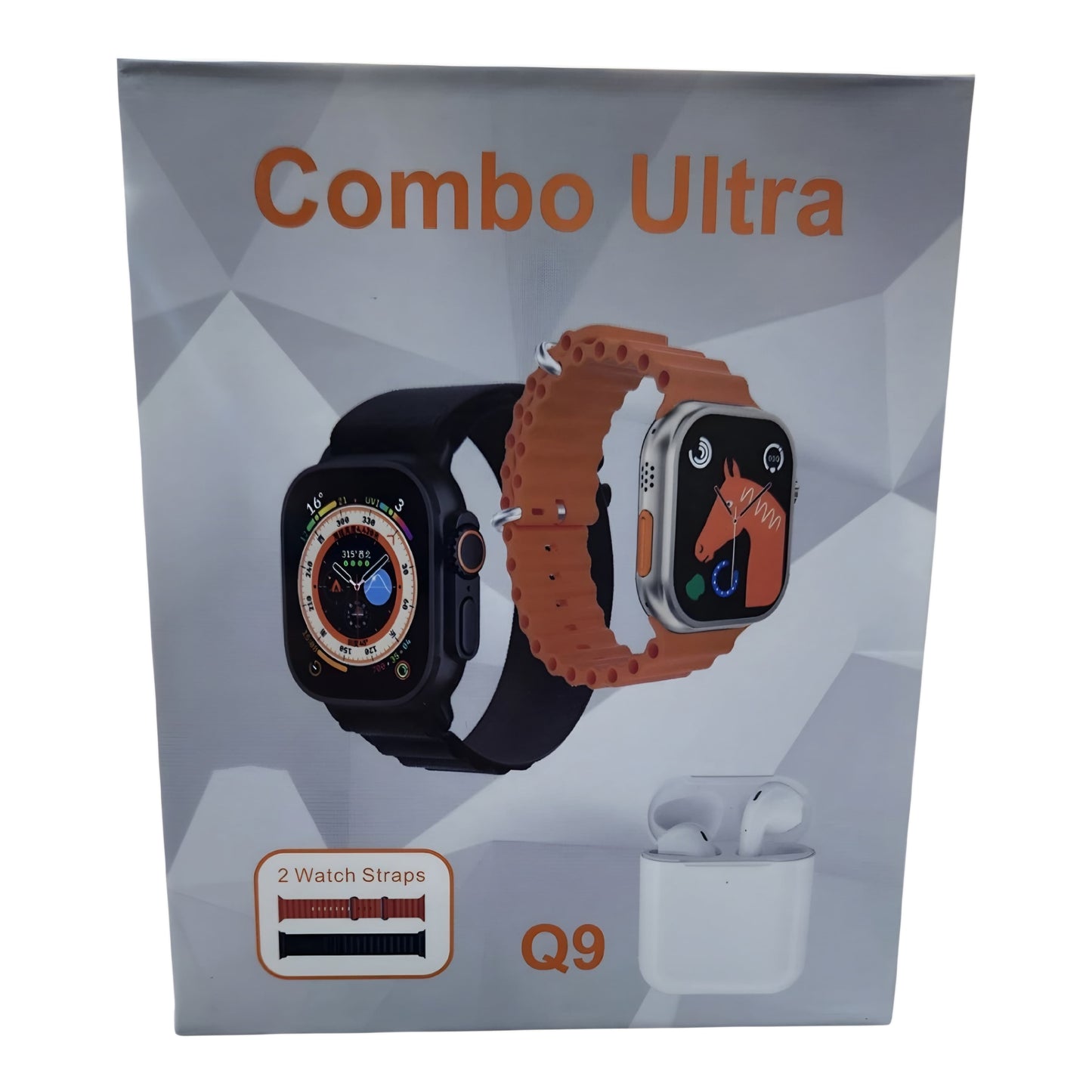 Combo Smart Watch 9 Ultra + AirPods Q9 + 2 correas
