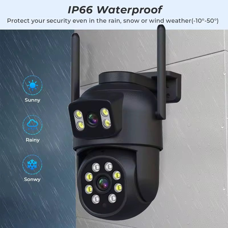 Cámara de Seguridad WiFi de Doble Lente YO8H (Fijo + Móvil)