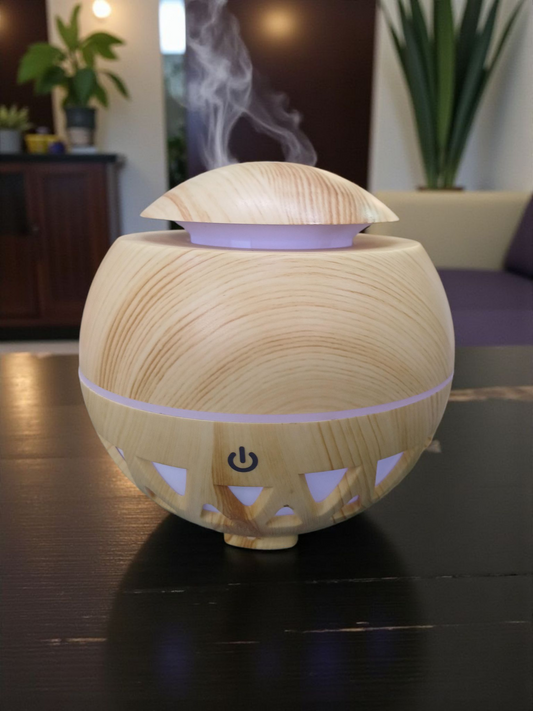 Difusor de Aromas Bolita 160ml | USB | Luz LED | Efecto Madera