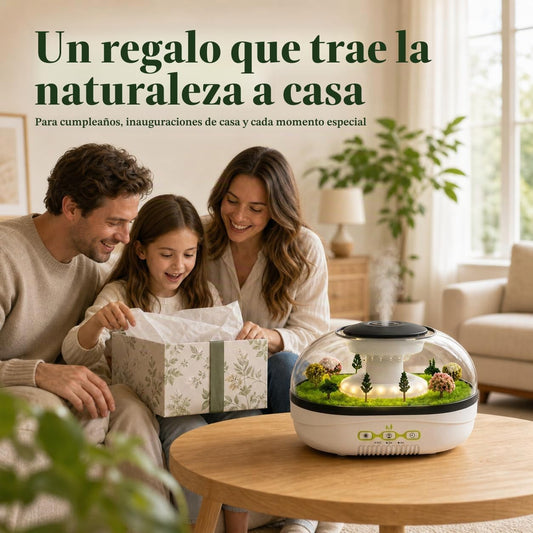Difusor de Aromas Humidificador con Efecto Lluvia y Jardín Miniatura 400 ml Temporizador y Luz Modelo 327