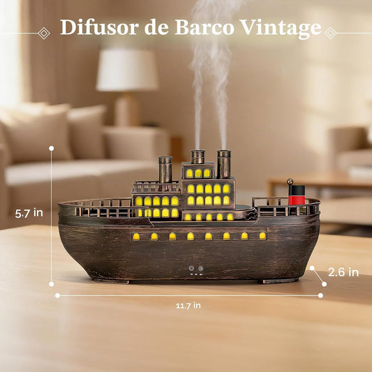 Difusor de Aromas Humidificador Tipo Barco HOLDMAY KP-6056 con Luces de Colores y Temporizador 250 ml