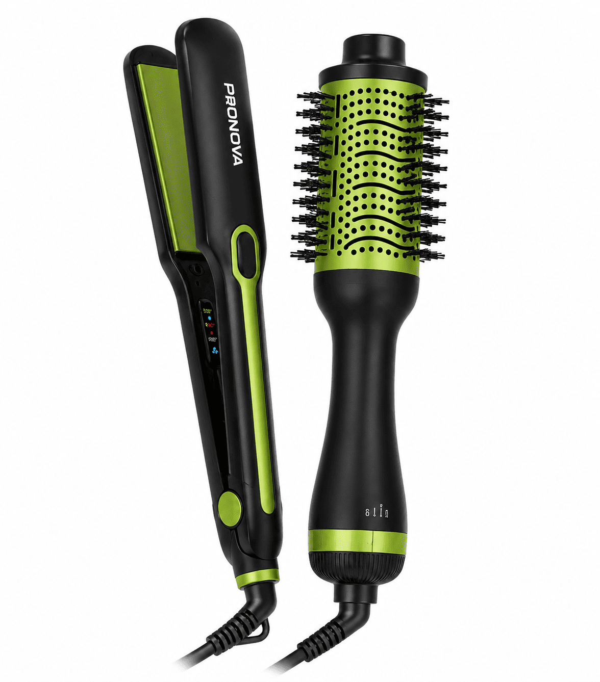 Combo 2 En 1 Pronova Shine Therapy Plancha Ancha Y Cepillo Alisador Eléctrico Aguacate Con Macadamia