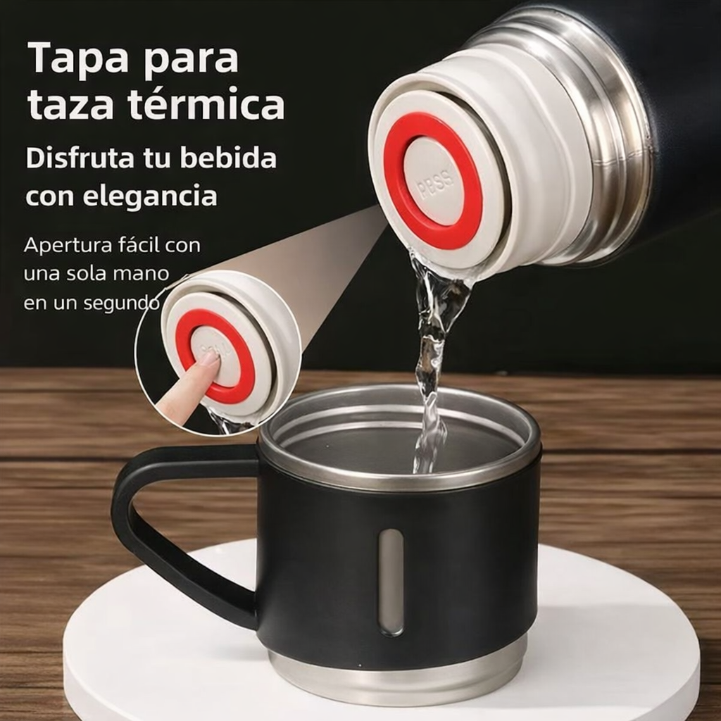 Set de Termo 500 ml con 3 Pocillos – Incluye Bolsa