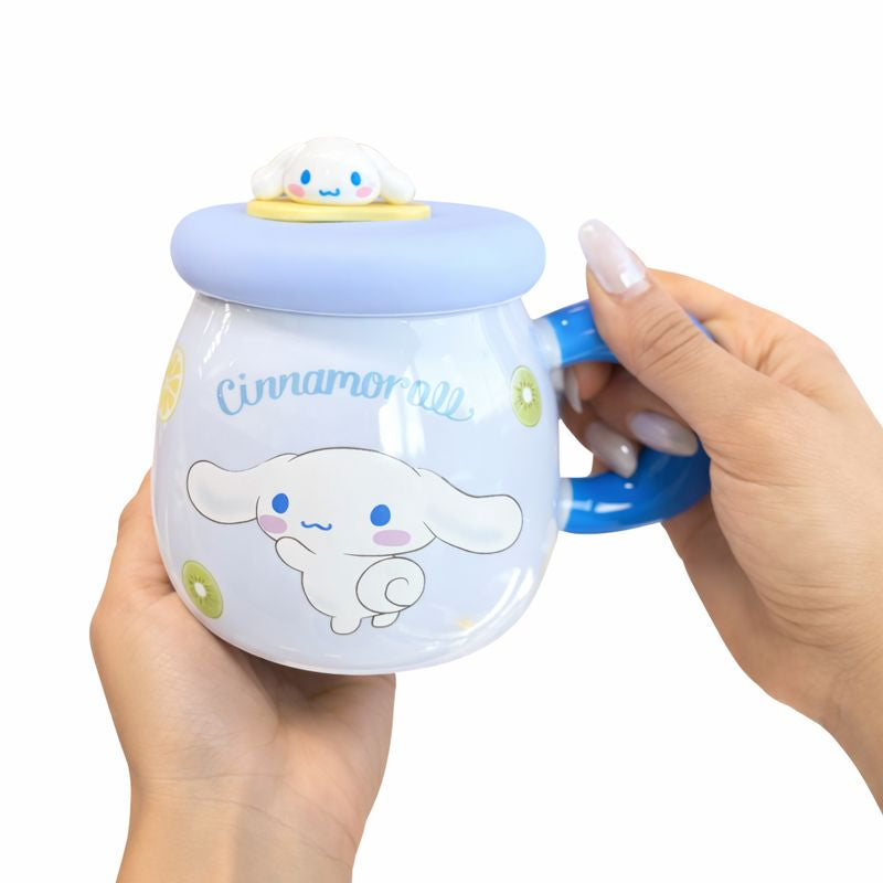 Taza de Cerámica Cinnamoroll 330 ml con Tapa y Sorbete | Kawaii