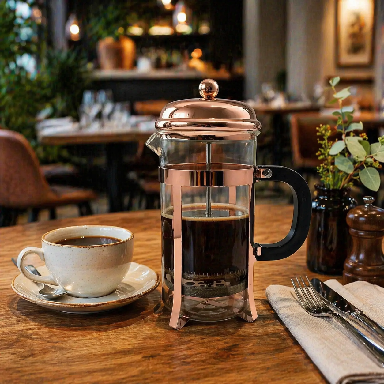 Prensa Francesa Oro Rosa | Cafetera de Émbolo Premium en Acabado Elegante