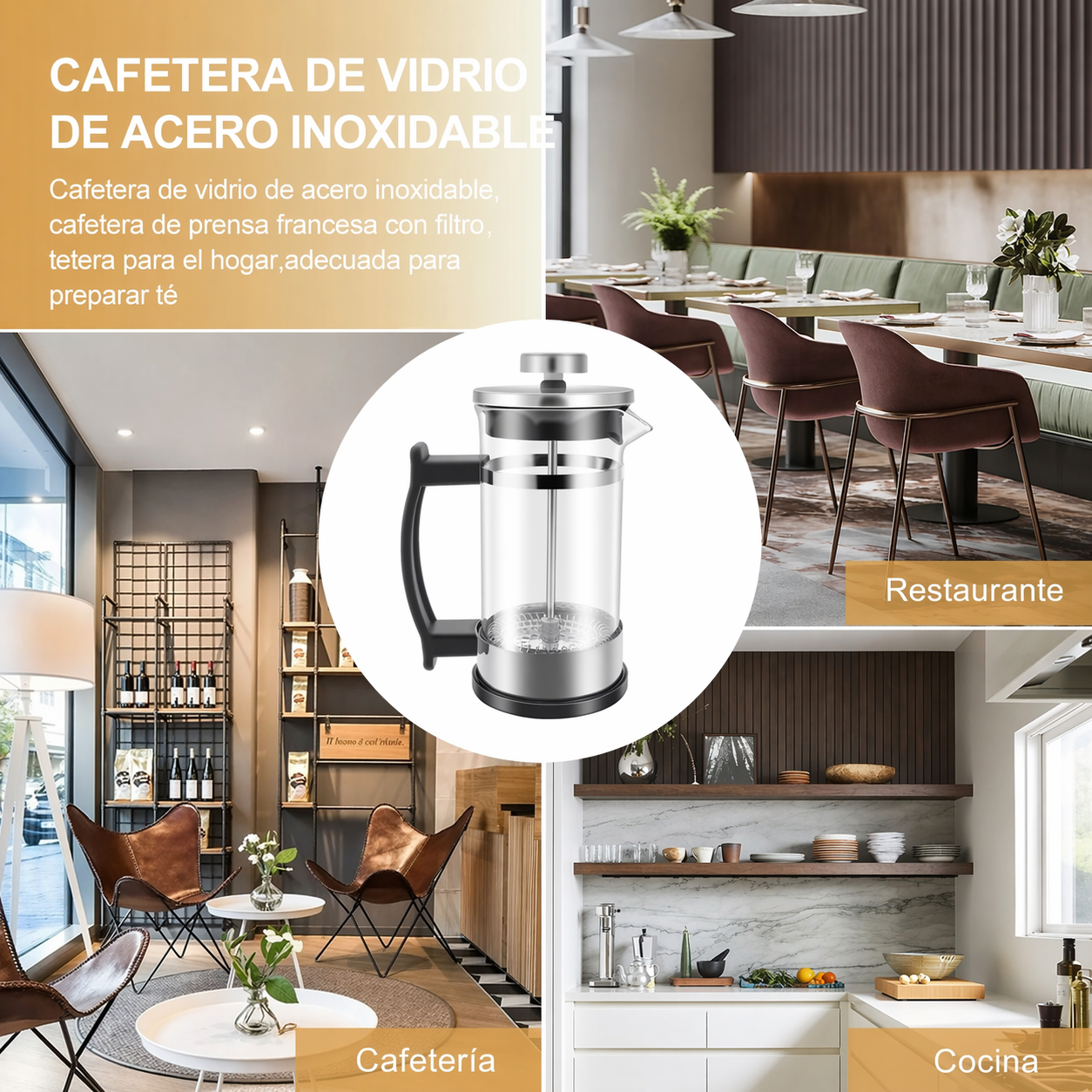 Prensa Francesa Metálica | Cafetera de Émbolo Premium en Acero Inoxidable