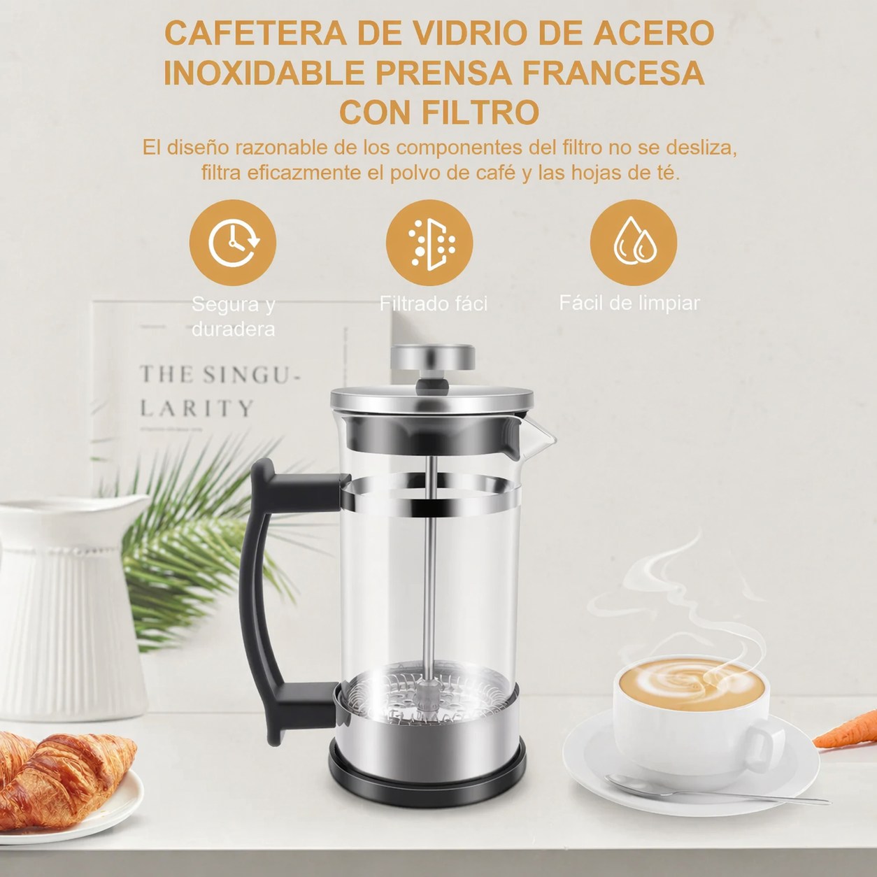 Prensa Francesa Metálica | Cafetera de Émbolo Premium en Acero Inoxidable