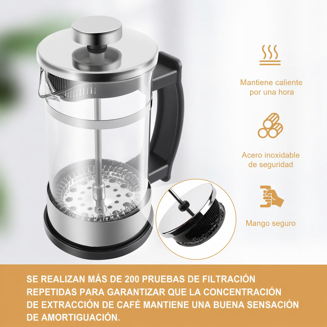 Prensa Francesa Metálica | Cafetera de Émbolo Premium en Acero Inoxidable