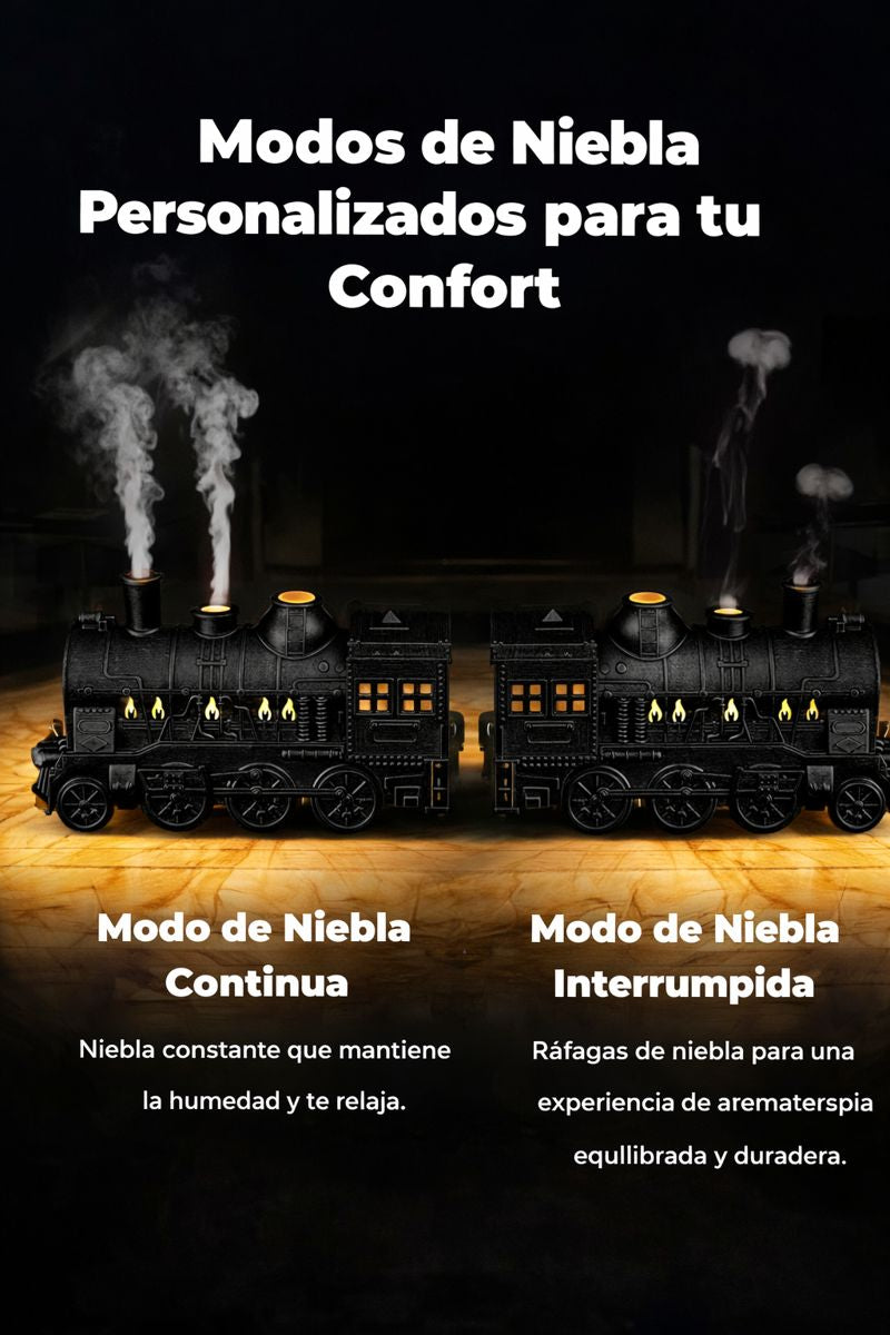 Humidificador Difusor de Aromas Tipo Tren 300ml con Luz LED