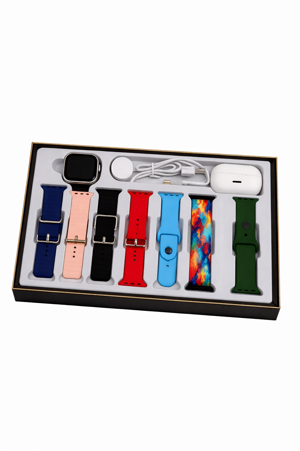 Combo 9 en 1 Smartwatch + Audífonos Inalámbricos + 7 Manillas | Reloj Inteligente con Llamadas Bluetooth | Envío Gratis Colombia