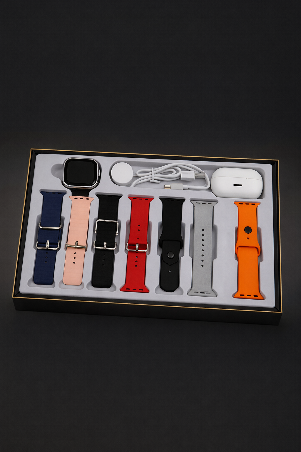 Combo 9 en 1 Smartwatch + Audífonos Inalámbricos + 7 Manillas | Reloj Inteligente con Llamadas Bluetooth | Envío Gratis Colombia