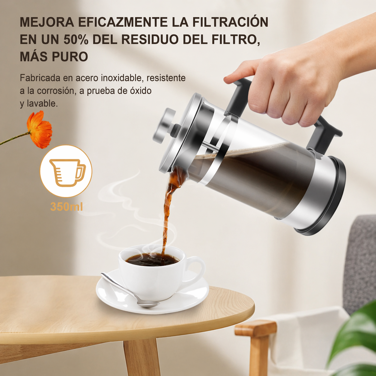 Prensa Francesa Metálica | Cafetera de Émbolo Premium en Acero Inoxidable