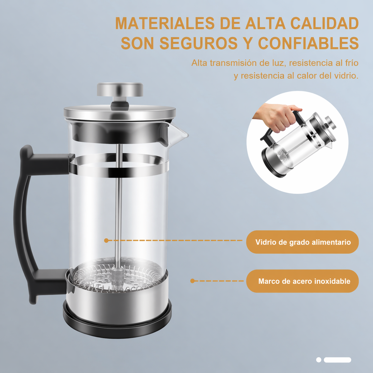 Prensa Francesa Metálica | Cafetera de Émbolo Premium en Acero Inoxidable