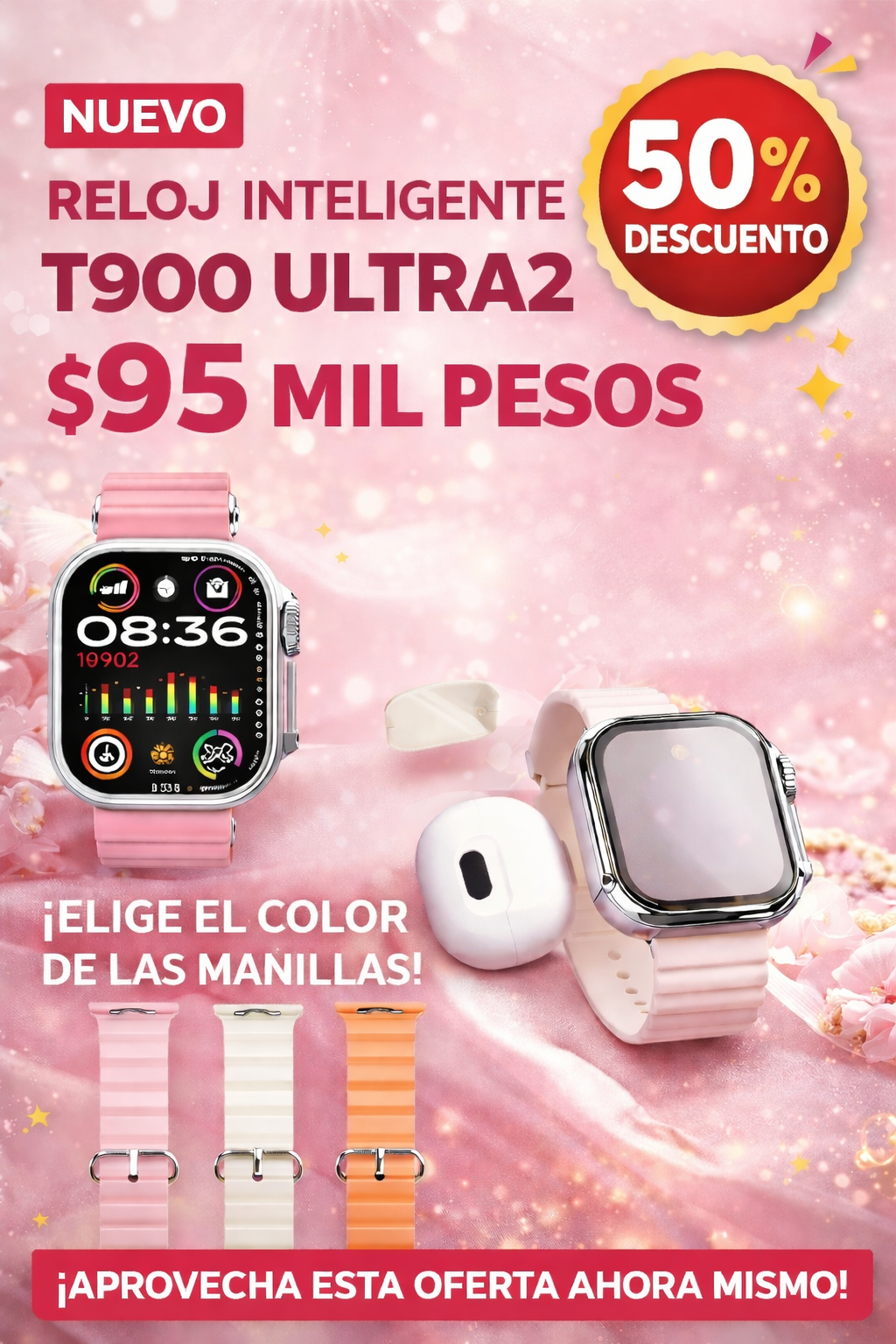 Combo Smartwatch T900 Ultra 2 + Audífonos Pro 9 Inalámbricos | Reloj Inteligente con Llamadas Bluetooth + Auriculares TWS | Envío Gratis Colombia
