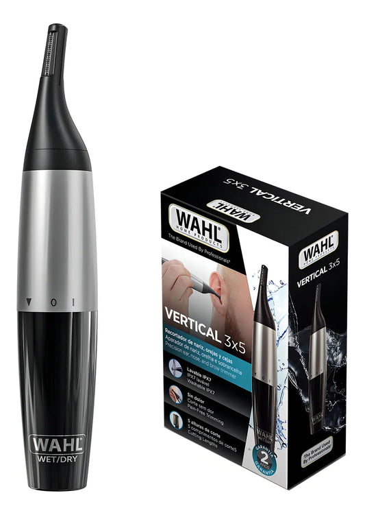 Wahl 3 x 5Recortadora Vertical – Depiladora de Nariz, Oídos y Cejas (Color Negro)