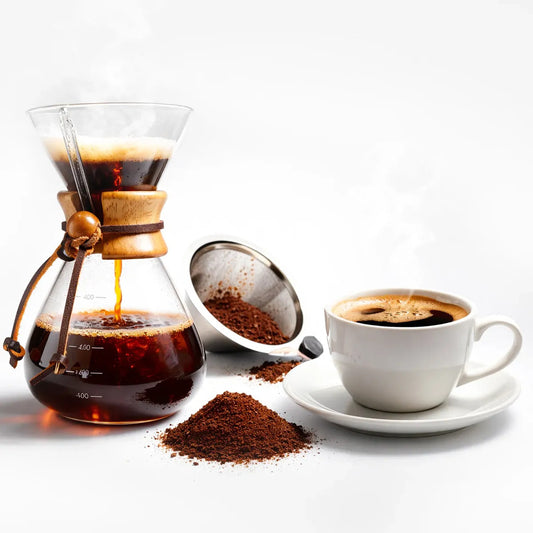Cafetera Tipo Chemex en Vidrio Borosilicato + Filtro de Acero Inoxidable (400ml / 600ml / 800ml)