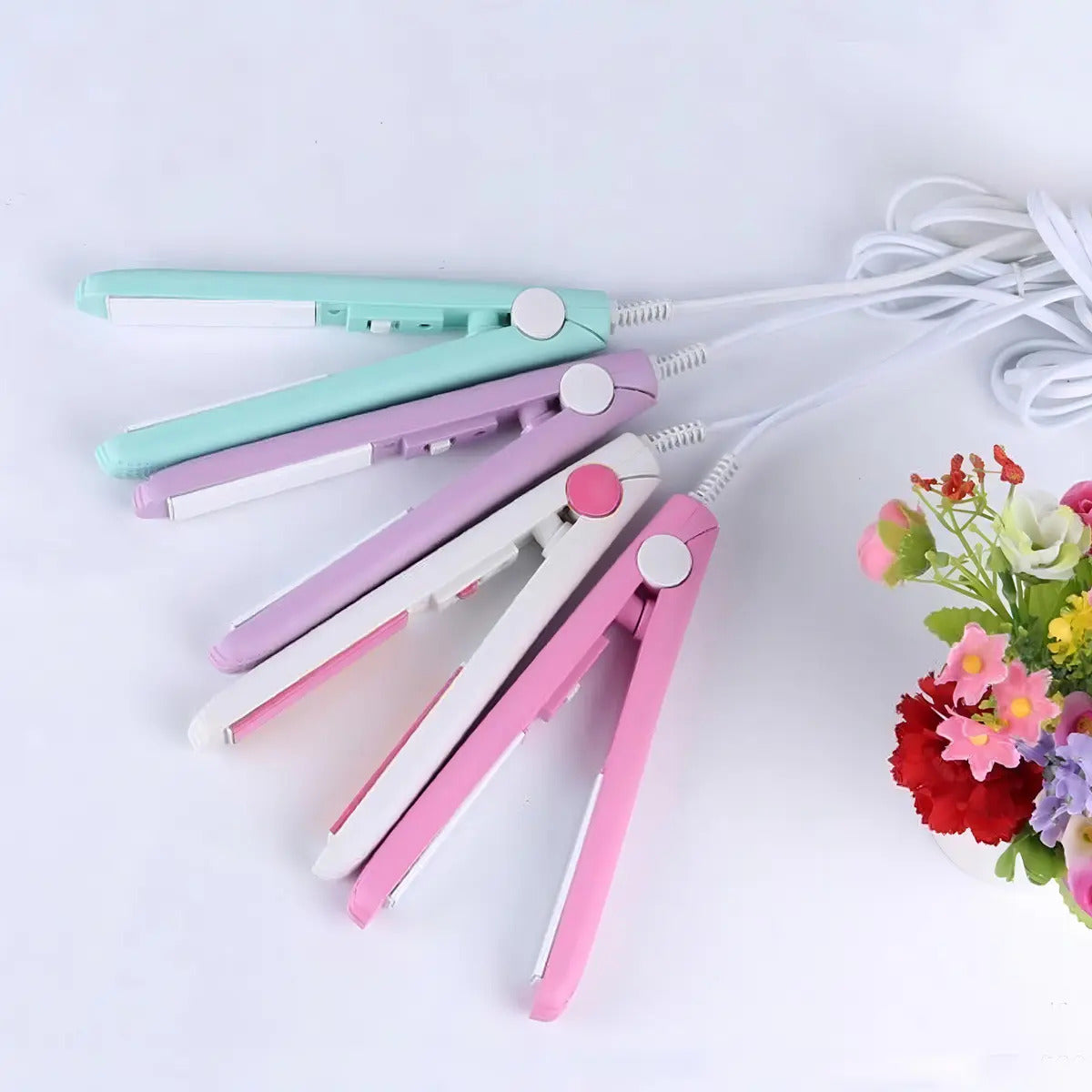 Mini Plancha Alisadora Viajera Para Cabello Placas De Cerámica 210 °C Liso Y Rizos Definidos