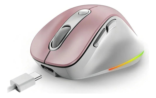 Mouse Inalámbrico y Bluetooth Genius Ergo 9000S Pro - Ergonómico - Recargable - Color Rosa
