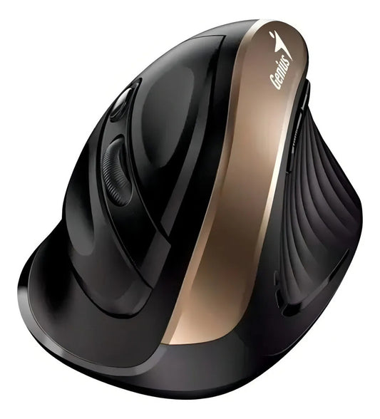 Mouse Inalámbrico Genius Ergo 8250S Silent - Ergonómico - Dorado/Negro