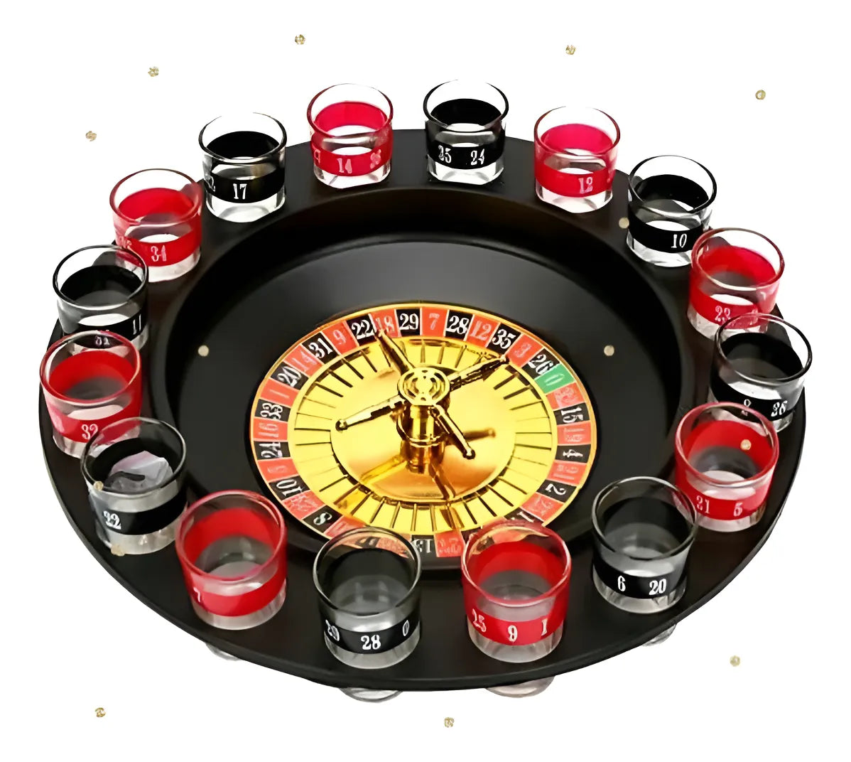 Ruleta de Shots para Bebidas con Vasos – Juego de Fiesta Tipo Casino