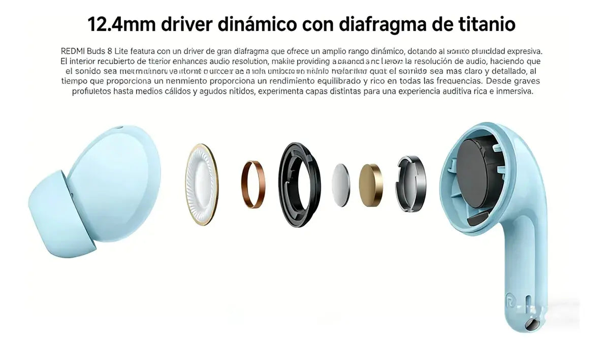 Audífonos Xiaomi Redmi Buds 8 Lite Original – ANC 42dB, Bluetooth 5.4, Hasta 36h Batería