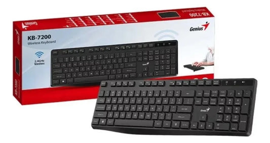 Teclado Inalámbrico Genius SlimStar 7200 - Diseño Ultra Delgado - Conexión 2.4GHz - Español Negro