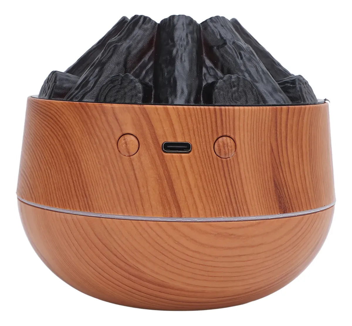 Humidificador Difusor Tipo Fogata con Leños y Luz Nocturna 300 ml USB Acabado Madera Modelo 2097